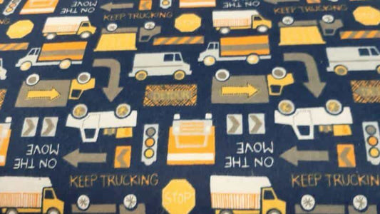 Flannel Fabric With A Truck Print - Christina's Fabrics Online Superstore.  Shop now 
