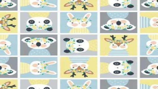 Flannel Fabric Yellow Animal Blocks - Christina's Fabrics Online Superstore.  Shop now 