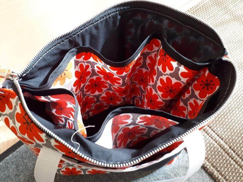Handmade Tote Bag In Grey and Red Floral - Only $35.00 - Christina's Fabrics - Online Superstore.  Shop now 