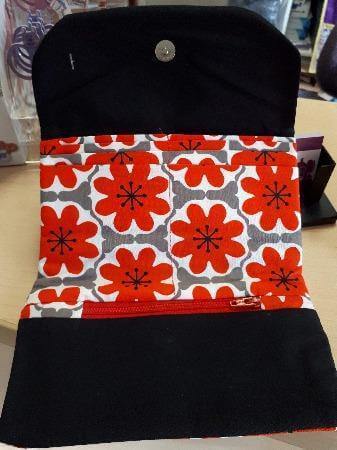 Handmade Wallet In Grey Red Floral Snap Closure - Christina's Fabrics - Christina's Fabrics - Online Superstore.  Shop now 
