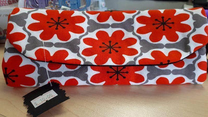 Handmade Wallet In Grey Red Floral Snap Closure - Christina's Fabrics - Christina's Fabrics - Online Superstore.  Shop now 