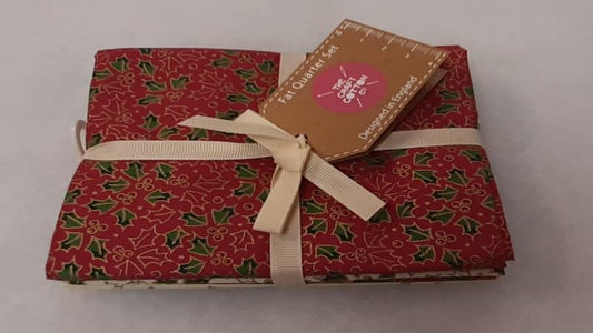 Christmas Fat Quarter In Metallic - A Traditional Holly Bundle - Just $19! Christina's Fabrics Online Superstore Shop now 