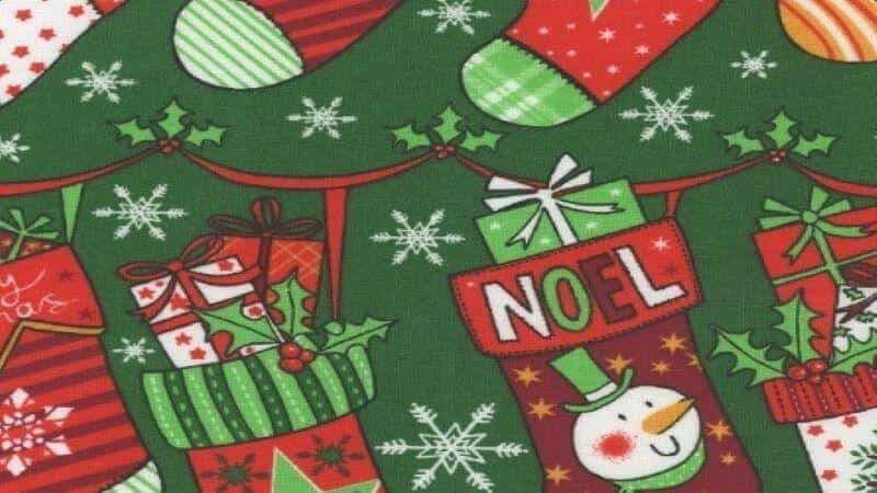 Cotton Christmas Fabric In A Green Color With A Stocking Print - Just $6.95! Christina's Fabrics Online Superstore Shop now 