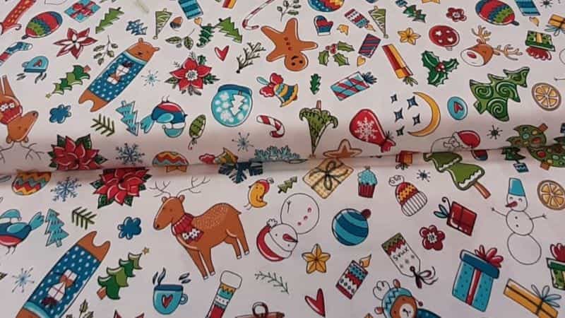 Cotton Fabric In White Christmas Toy Print - Christina's Fabrics - Christina's Fabrics Online Superstore.  Shop now 