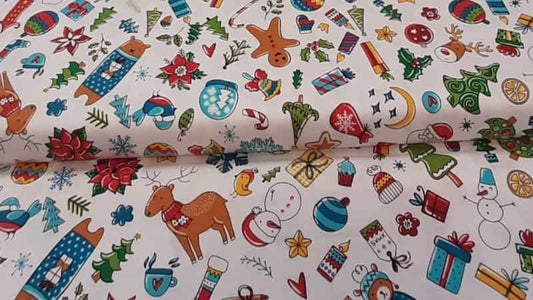 Cotton Fabric In White Christmas Toy Print - Christina's Fabrics - Christina's Fabrics Online Superstore.  Shop now 